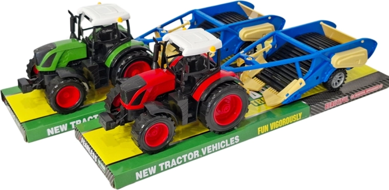 Traktor z doczepianą maszyną do zbioru ziemniaków