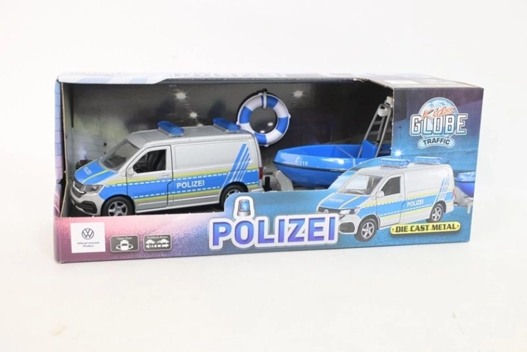 Policyjny Volkswagen T6.1 z łodzią patrolową
