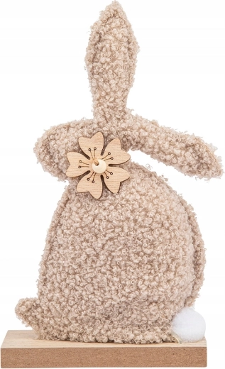 Dekoracyjna figurka zająca bouclé beżowa 22 cm