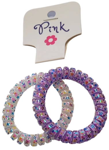 PINK perłowe spiralne gumki do włosów 2 szt.