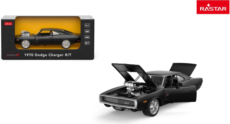 Metalowy model samochodu Rastar 1970 Dodge Charger R/T 1:36 czarny