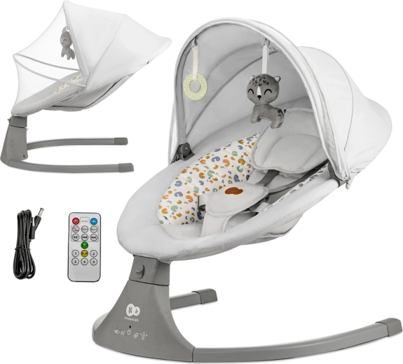 Kinderkraft elektryczny bujaczek/leżaczek z melodiami 2w1 Lumi premium light grey