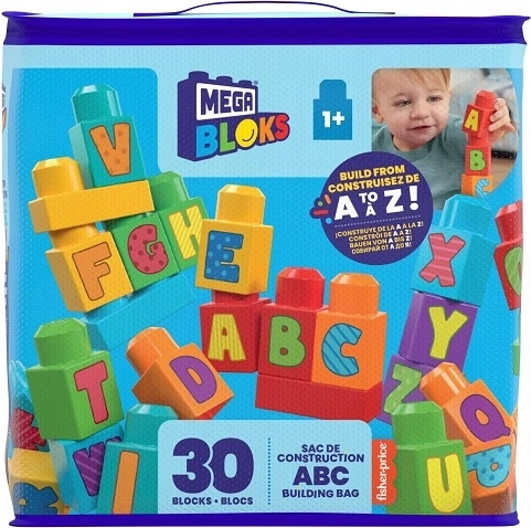 Mega Bloks First Builders ABC kolorowe klocki z literkami w torbie
