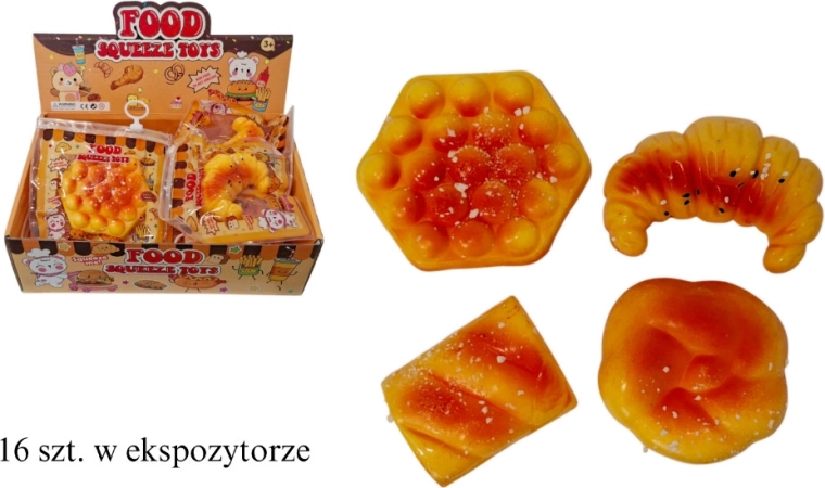 Gniotka w kształcie pieczywa mix z zawieszką - 1 sztuka