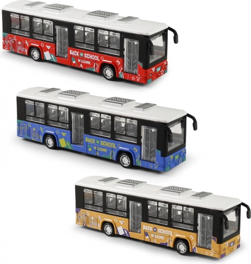 Metalowy autobus z otwieranymi drzwiami