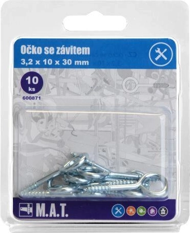 Zamknięte oczko z gwintem 30 × 10 × 3,2 mm, ocynk, 10 szt.