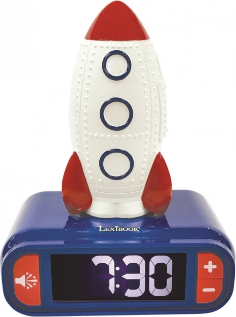 Dziecięcy budzik z 3D nocnym światłem Rakieta