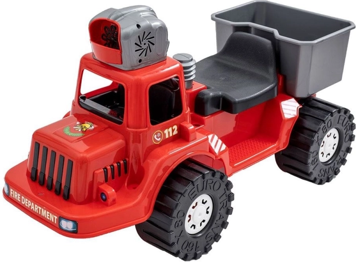 Dziecięcy strażacki jeździk z wytwornicą baniek BAYO 70 cm