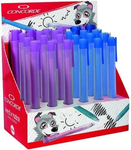 Wysuwana gumka w obudowie Concorde, asortyment kolorów