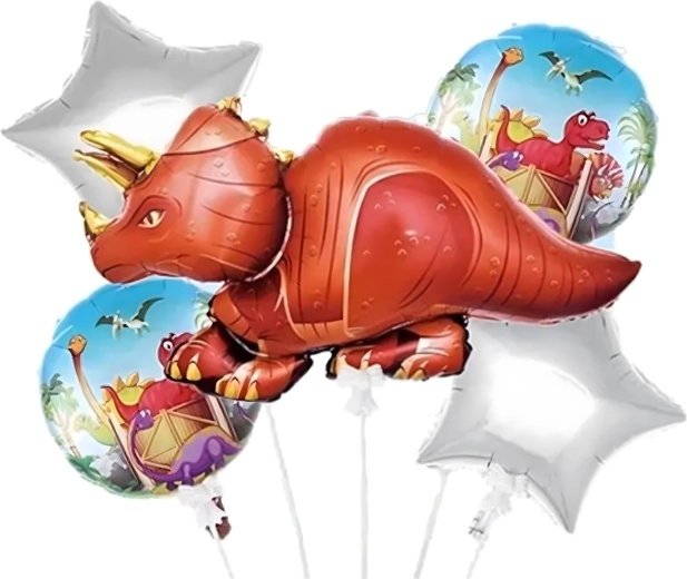 Zestaw urodzinowych balonów dinozaur 5 szt.