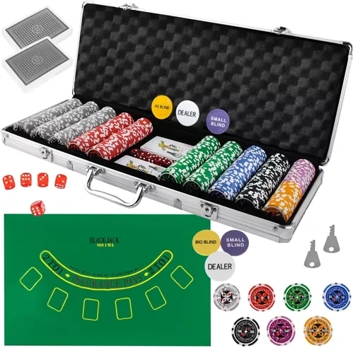 Zestaw pokerowy 500 żetonów w walizce