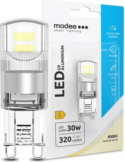 Modee LED żarówka G9 aluminium 2,6 W neutralna biel