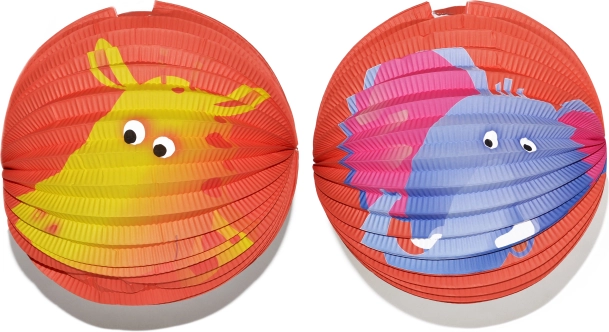 Papierowy lampion kula ze zwierzęcym wzorem 25 cm