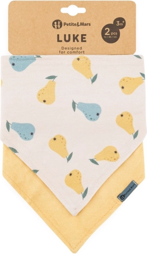 Petite&Mars bandany-śliniaki Luke, 2 szt. – Beige pears i intense ochre