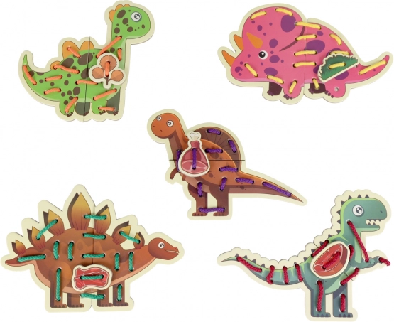 Drewniana przewlekanka dinozaury