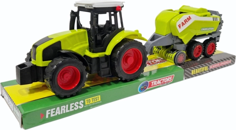 Traktor z maszyną rolniczą i przyczepą – plastikowy zestaw dla dzieci