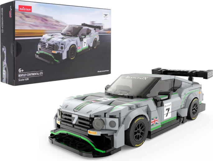 Zestaw konstrukcyjny samochodu Bentley Continental GT3 w skali 1:29, szary Rastar