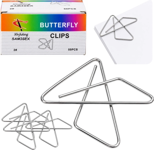 Krzyżowe spinacze biurowe „motyl”, metalowe 32 mm (opakowanie 50 szt.)