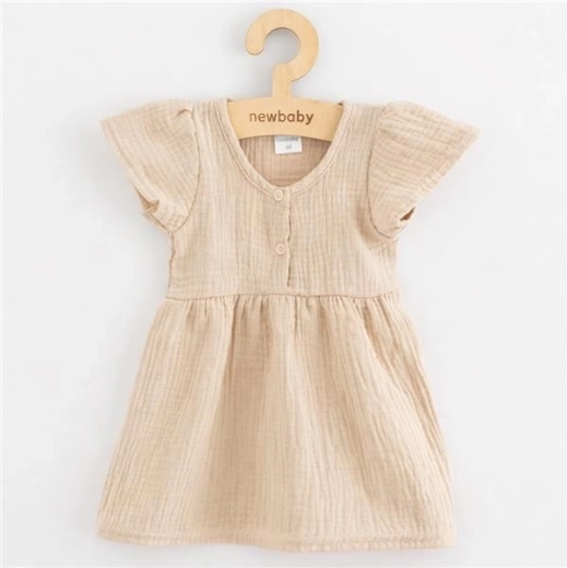 Muślinowa sukienka dla niemowląt New Baby, beżowa, rozm. 86 (12–18 miesięcy)