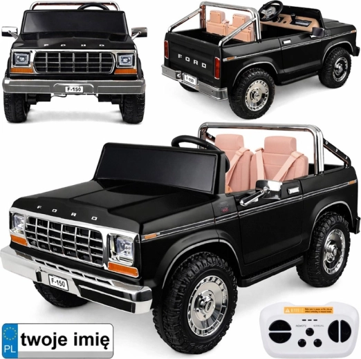 Elektryczny samochodzik dla dzieci pickup w stylu FORD BRONCO, dwuosobowy – czarny