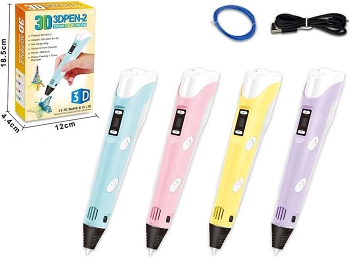 Pióro 3D z filamentem i kablem USB