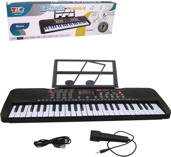 MaDe dziecięce pianino elektroniczne z mikrofonem, 49 klawiszy