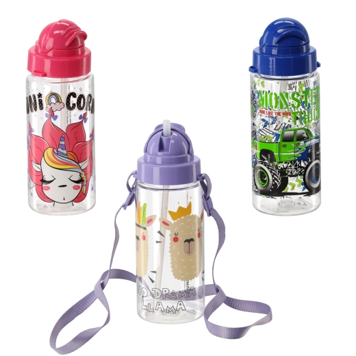 Dziecięca plastikowa butelka na napoje ze słomką 500 ml