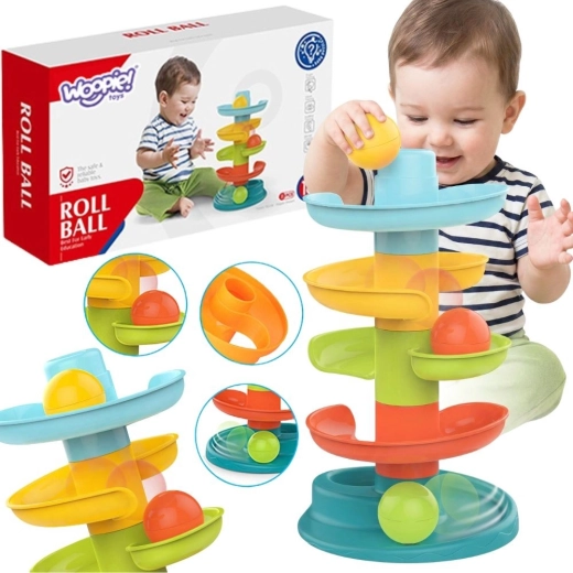 Woopie Baby tor kulkowy ze spiralną wieżą i 3 piłeczkami