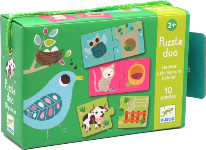 DJECO Domki zwierząt puzzle 12x2 elementów