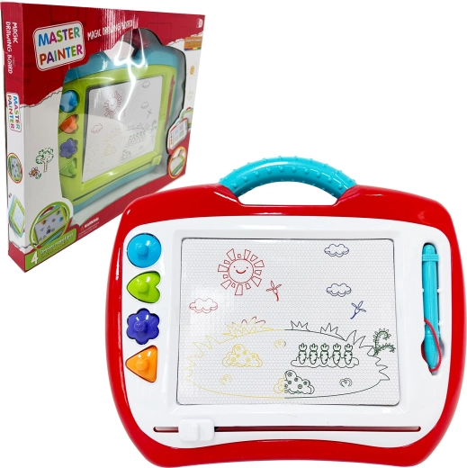 Duża magnetyczna tablica do rysowania z pieczątkami – kolorowa