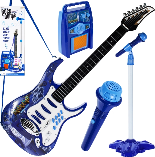 Gitara elektryczna z wzmacniaczem – niebieska