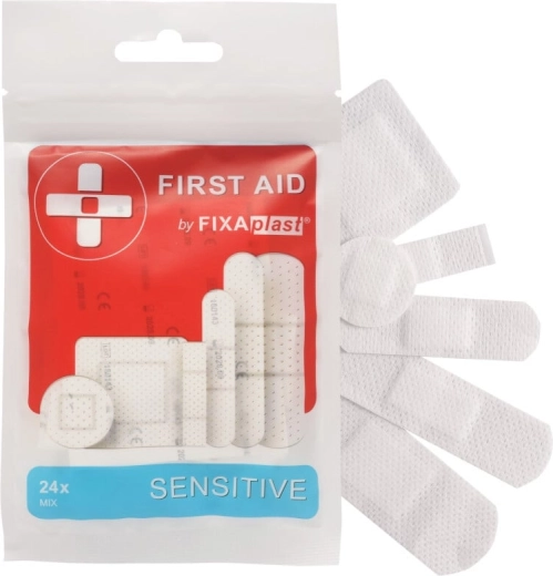 Fixaplast First Aid Sensitive – plastry pierwszej pomocy do skóry wrażliwej (24 szt.)