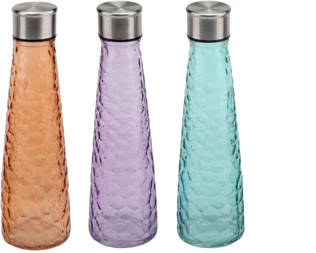 Teksturowana szklana butelka na wodę 0,5 l z zakręcaną nakrętką