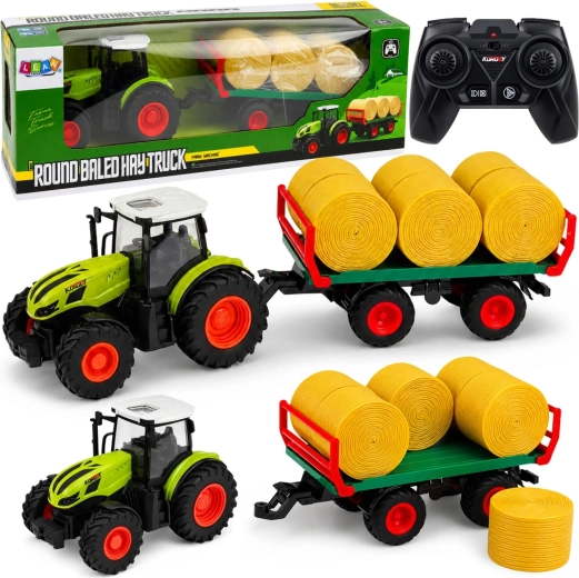 RC traktor rolniczy z przyczepą i belami siana 1:24