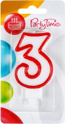Świeczka urodzinowa cyfra 3 czerwona