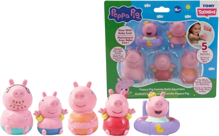TOMY Peppa Pig tryskające zabawki do kąpieli, 5 szt.
