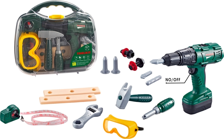 Dziecięcy zestaw narzędzi w walizce z wkrętarką akumulatorową