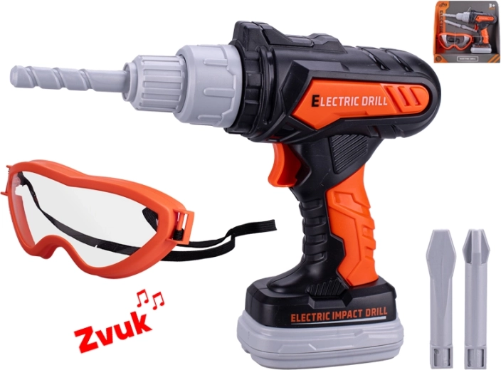 Dziecięca wiertarka udarowa na baterie z dźwiękami i okularami