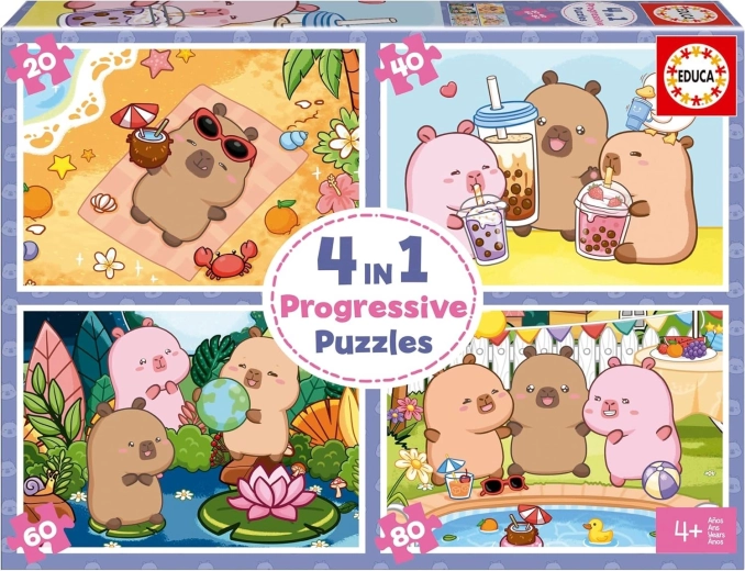 Educa puzzle CapyFun 4 w 1 – progresywne puzzle dla dzieci (20, 40, 60, 80 elementów)
