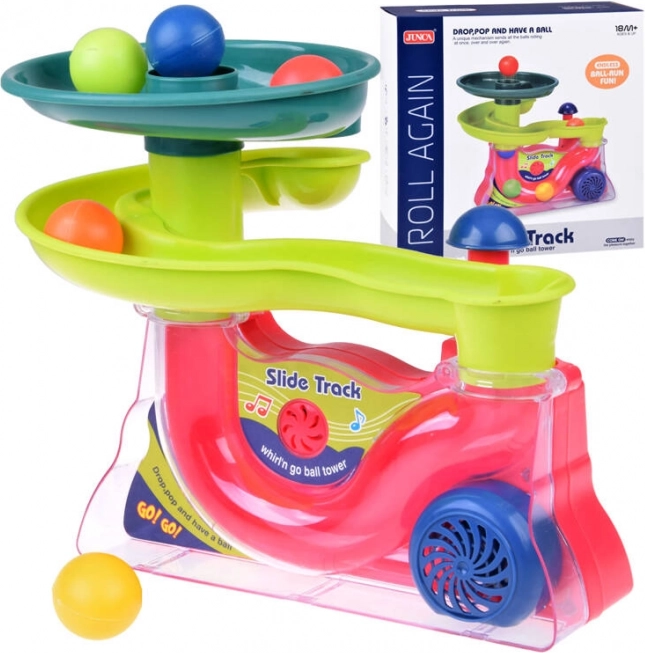 Kolorowa zjeżdżalnia kulkowa z muzyką dla dzieci