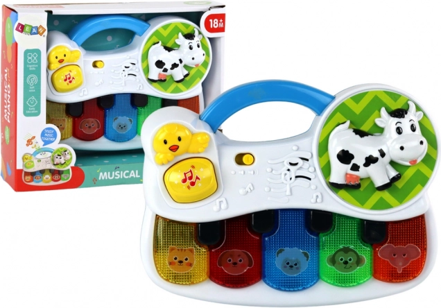 Dziecięce muzyczne pianinko ze zwierzątkami, światłami i dźwiękami