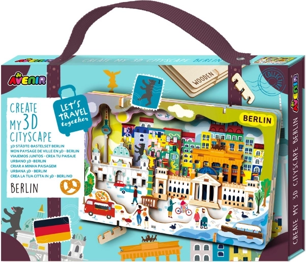 Drewniane puzzle 3D panorama miejska Berlin Avenir