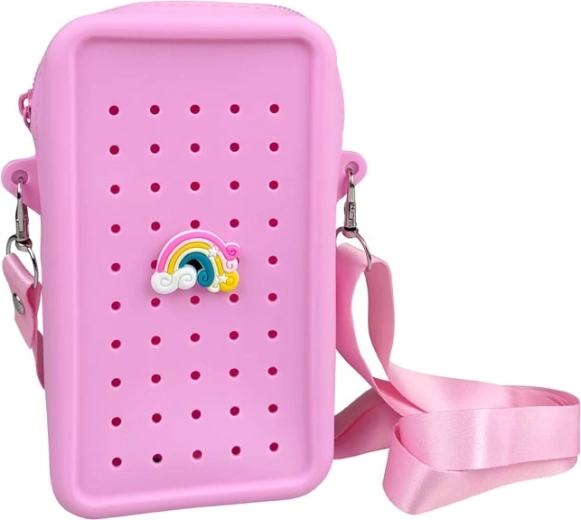 Gifty silikonowa torebka crossbody w kolorze różowym z ozdobnym pinem