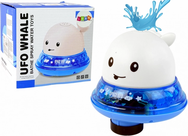Wieloryb tryskający wodą z podstawką zabawka do kąpieli biała