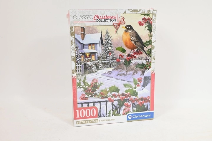 Puzzle Clementoni Christmas Collection – rudzik i ostrokrzew, 1000 elementów