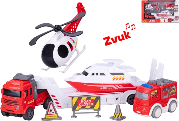 Strażacki zestaw do zabawy z ciężarówką 30 cm ze światłami i dźwiękami