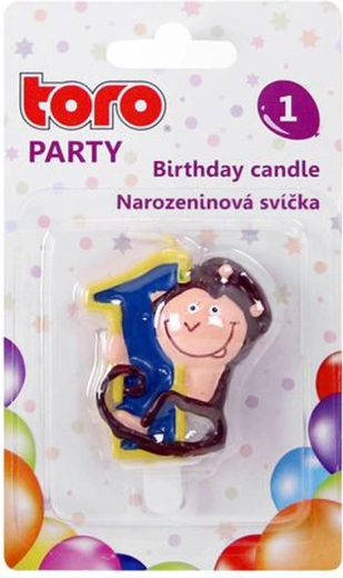 Świeczka na tort cyfra 1 z małpką TORO 5 cm