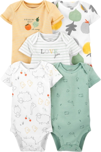 Carter's niemowlęce body z krótkim rękawem Veggies neutral, 5 szt., rozmiar 46
