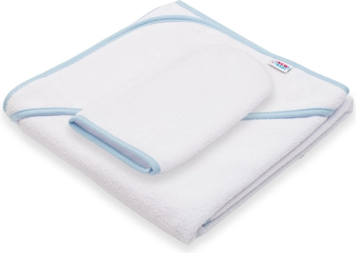 Dziecięcy ręcznik frotte z kapturem NEW BABY Basic 80 × 80 cm biało-niebieski