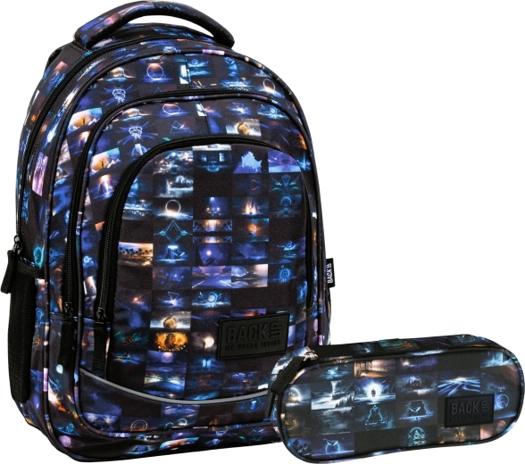 Zestaw szkolny BackUP Cosmic cat 2w1 (plecak i piórnik)